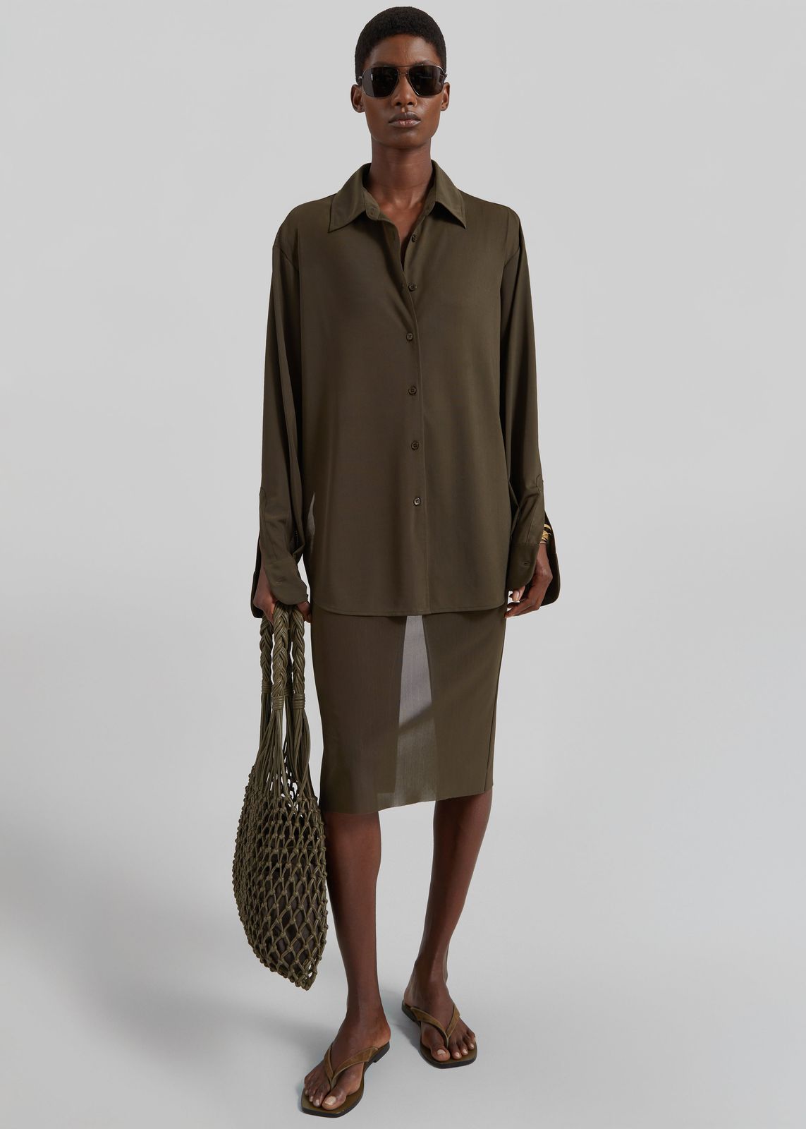 Peri Mesh Fluid Shirt - Khaki