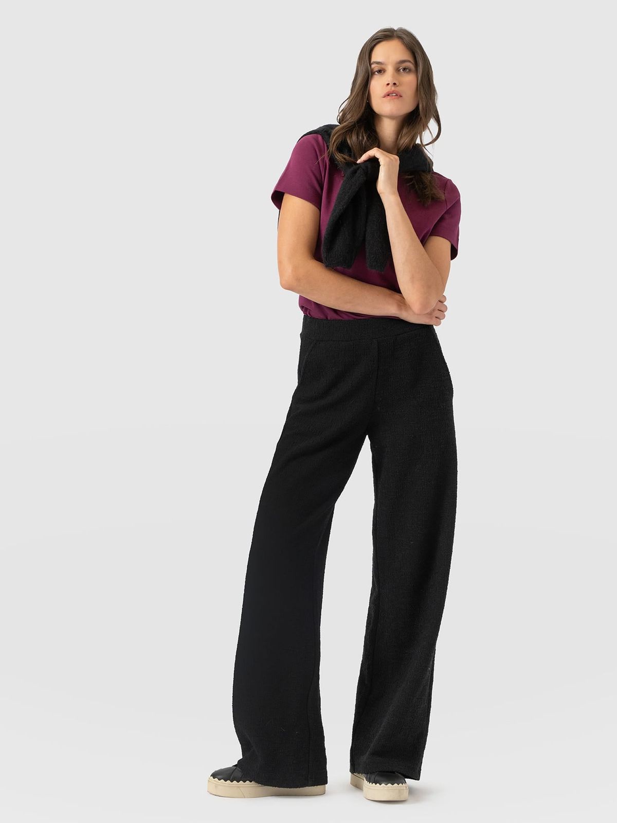 Keller Wide Leg Pant - Black Boucle