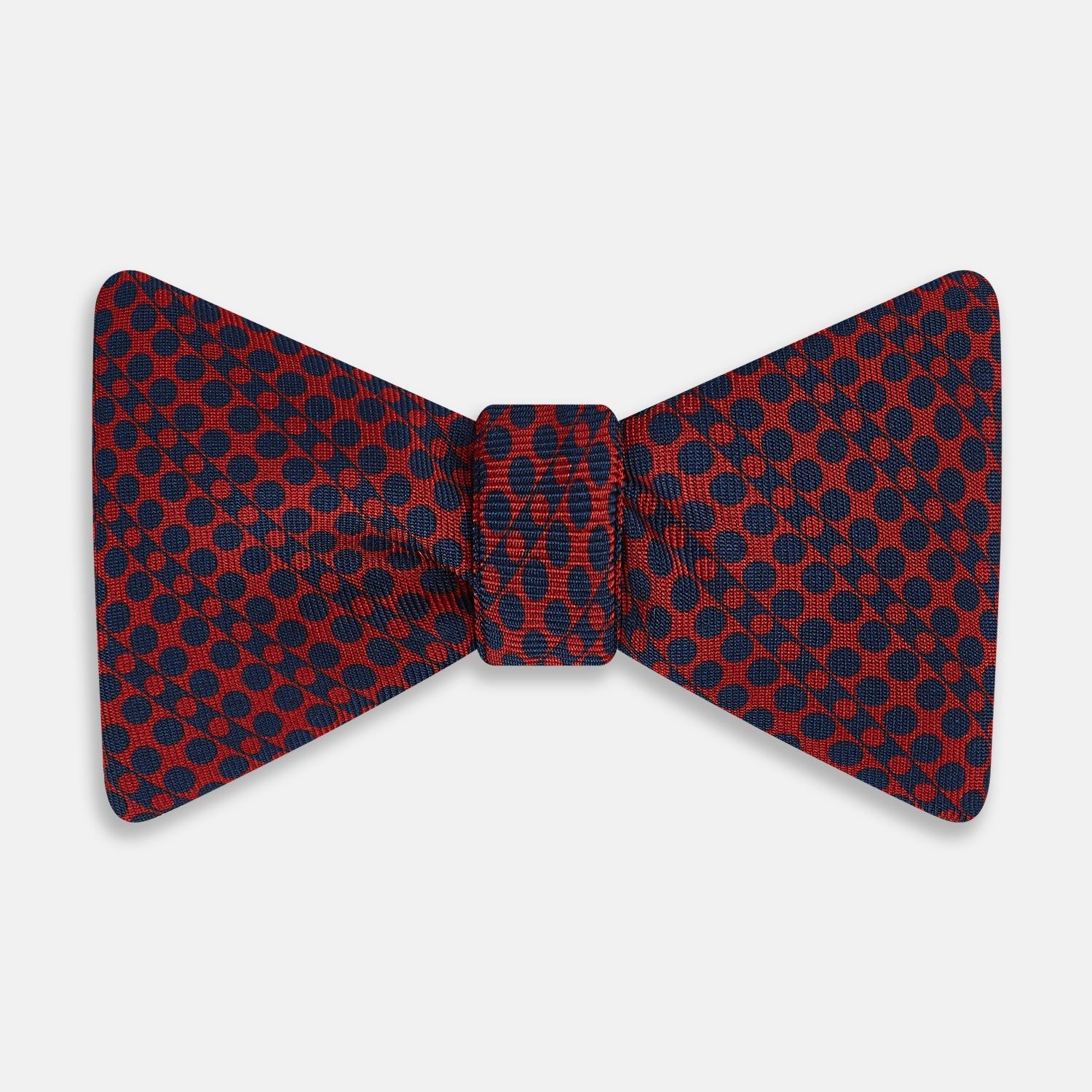 Red Micro-dot Bar Printed Silk Bow Tie