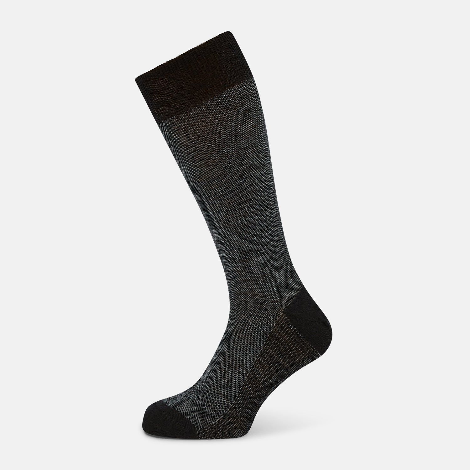 Black And Grey Motif Wool Mid-length Socks