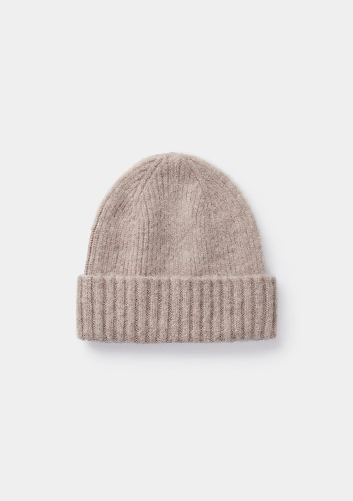 Oat Lambswool Ribbed Beanie