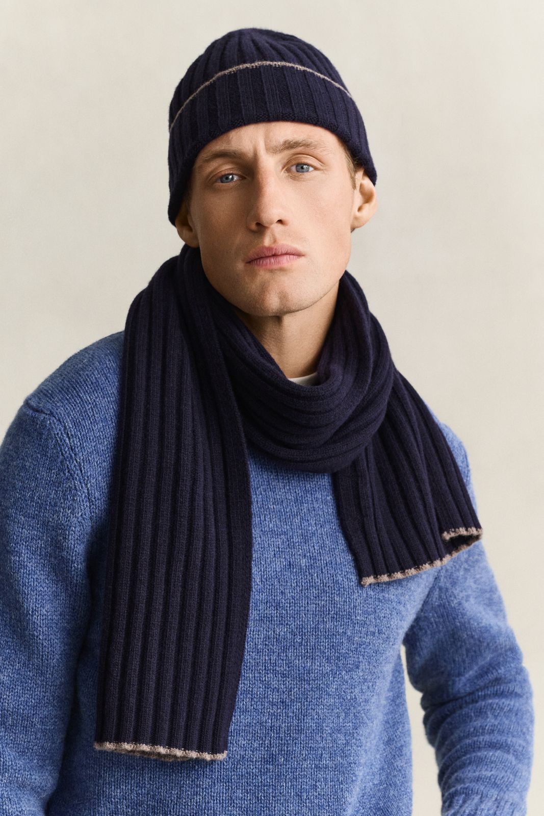 Tipped Scarf & Beanie Gift Set - EVENING BLUE