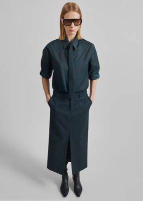 Peri Tie Neck Shirt - Bottle Green