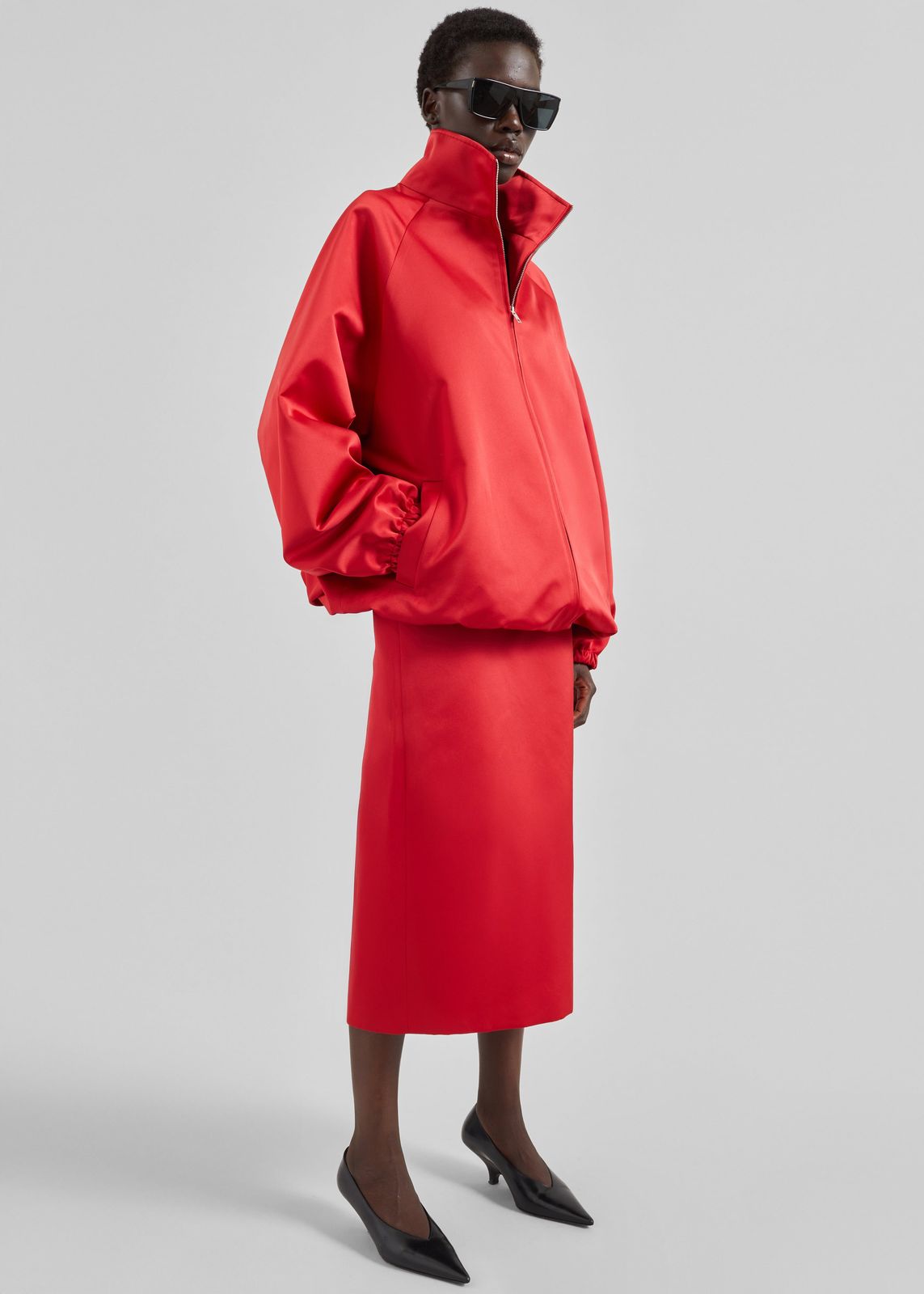 Baxter Satin Track Jacket - Red