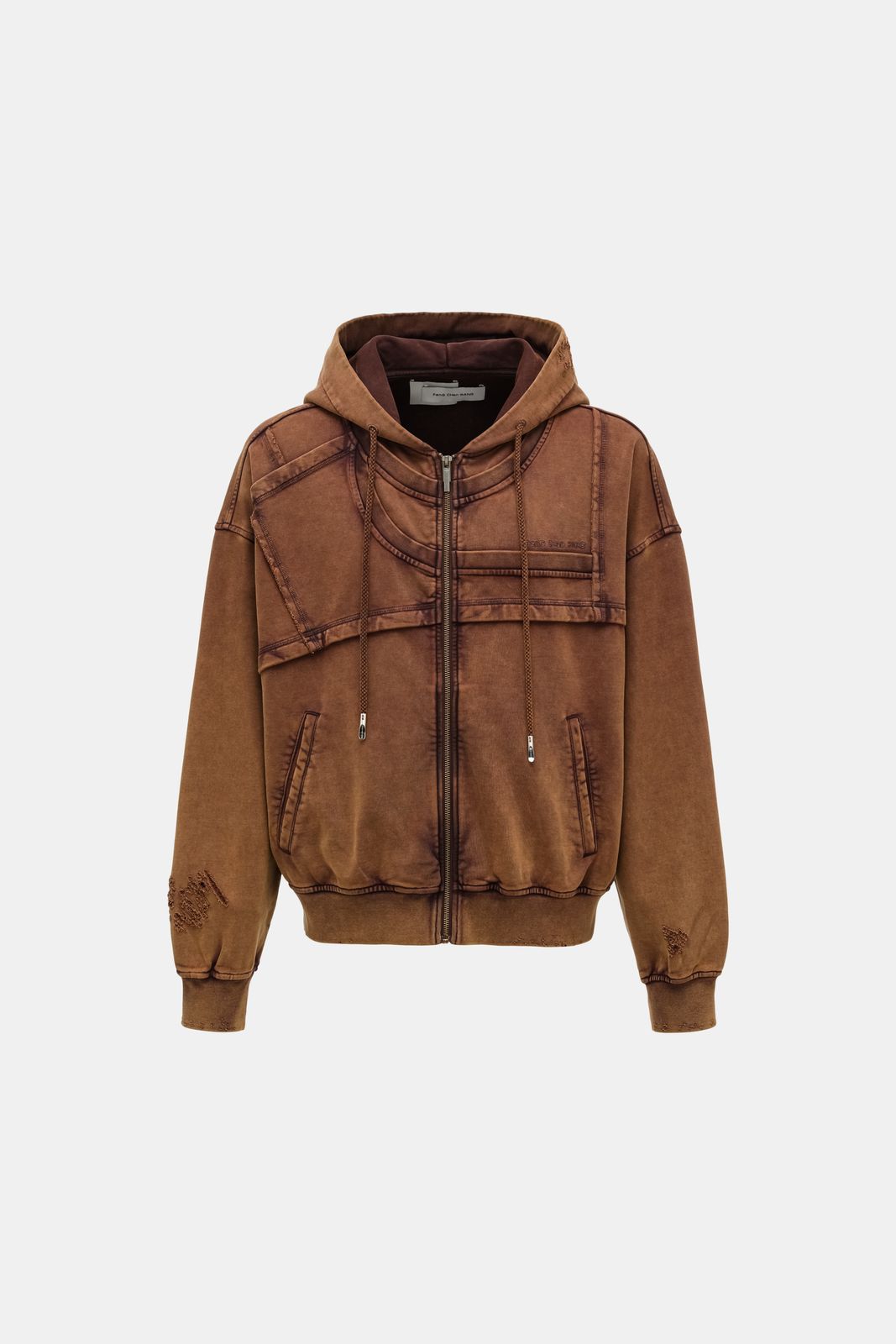 SANDWASHED RIPPED JERSY HOODIE