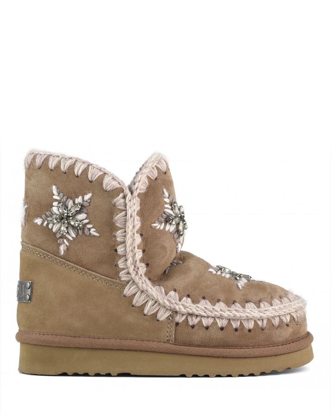 Eskimo Wool Stars & Rhinestones Pink Brown Suede MU.FW101077A