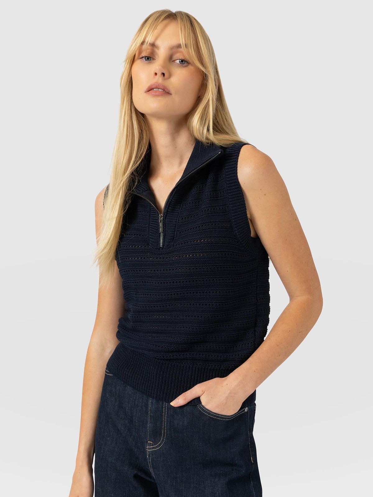 Ester Sleeveless Knit - Navy