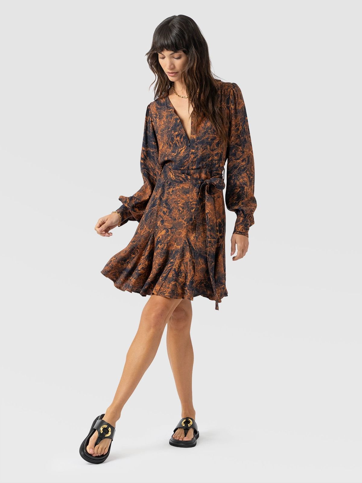 Joselyn Mini Dress - Brown Marble