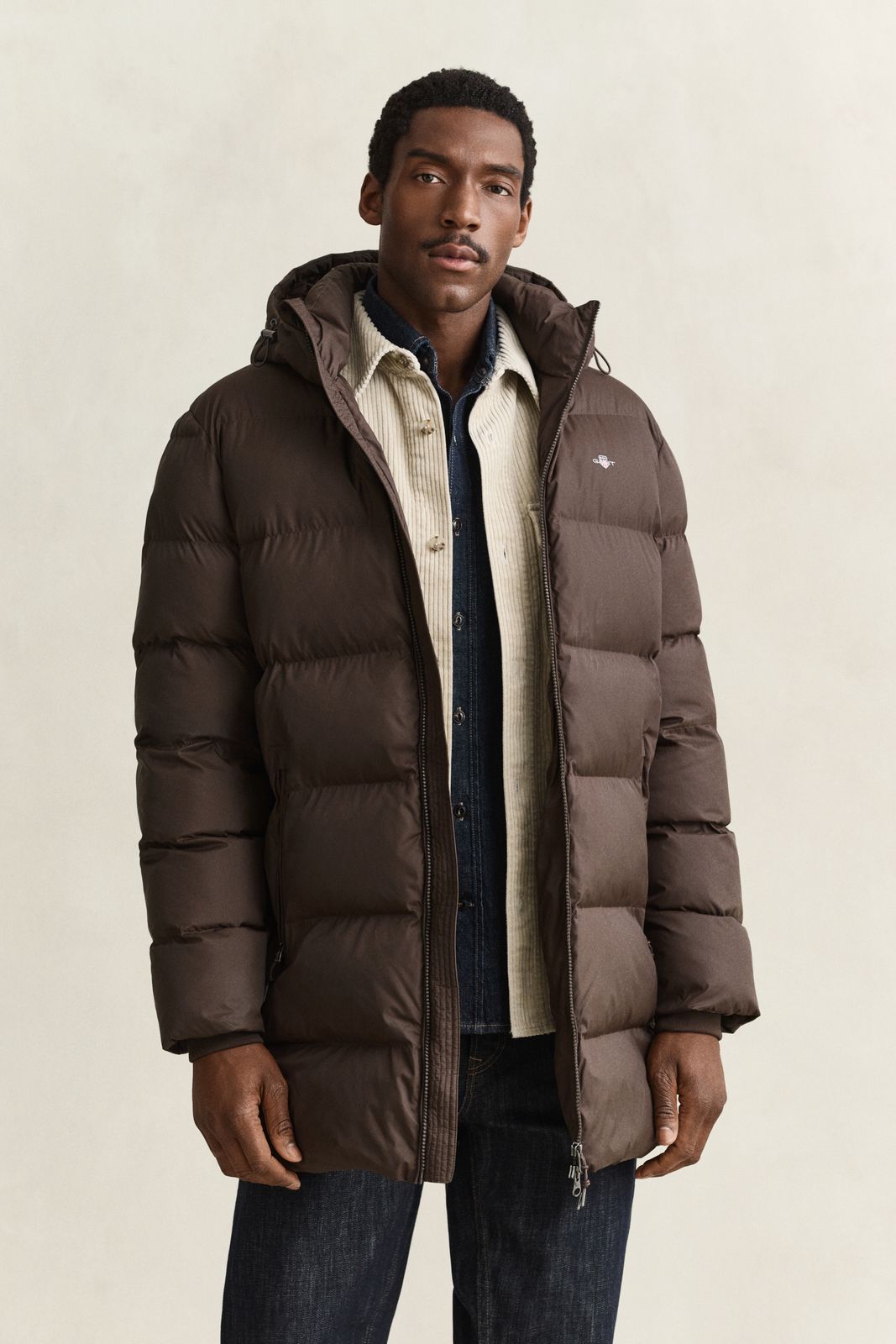 Active Cloud Mid Length Jacket - BLACK BROWN