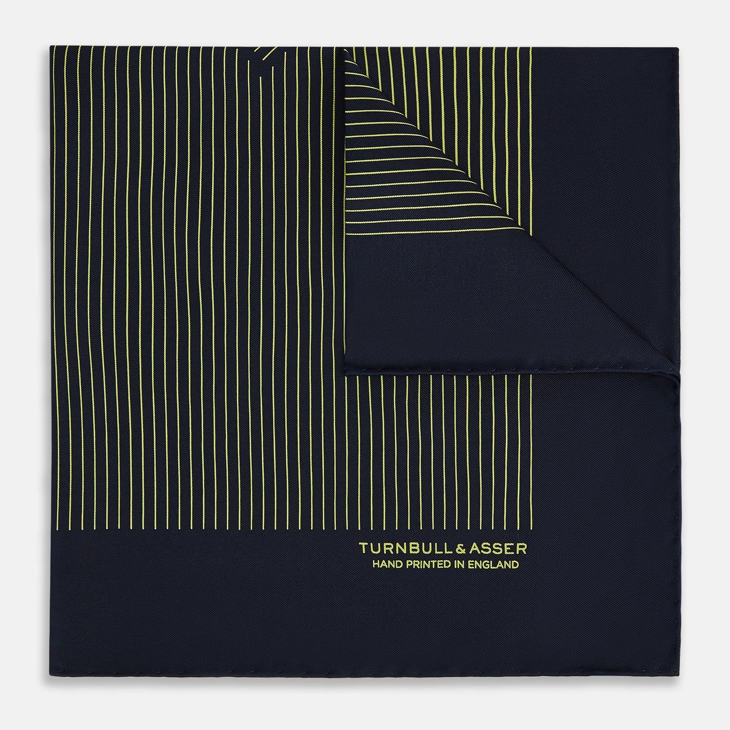 Navy And Gold Stripe Silk Pocket Square