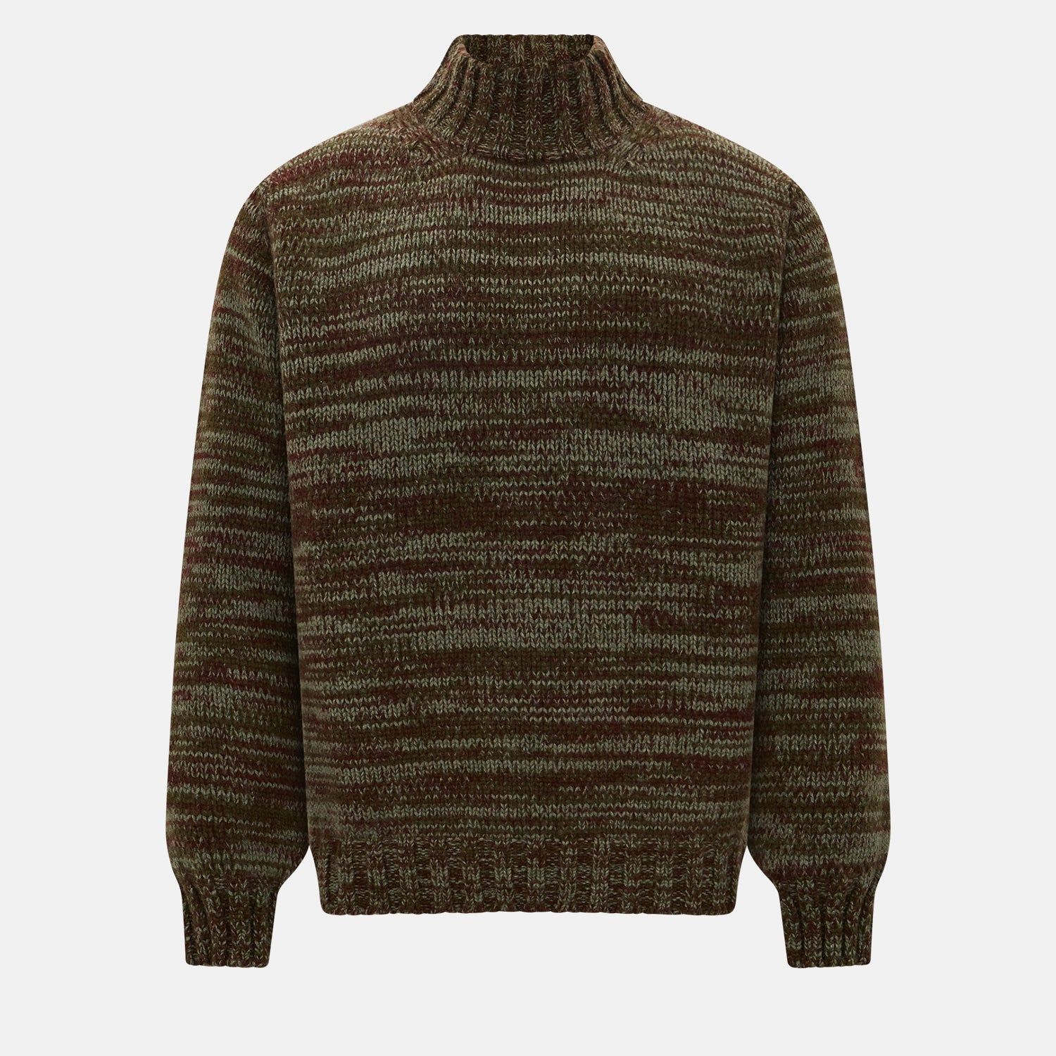 Multi Brown Sennon Rib Roll Neck Cashmere Jumper