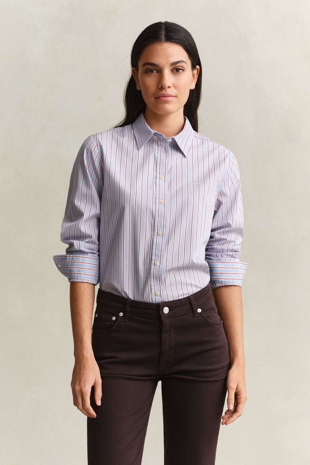 Regular Fit Striped Classic Poplin Shirt - LIGHT BLUE WATERS