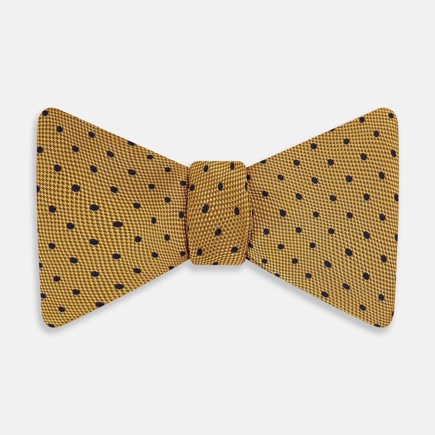 Navy And Yellow Micro Dot Silk Bow Tie