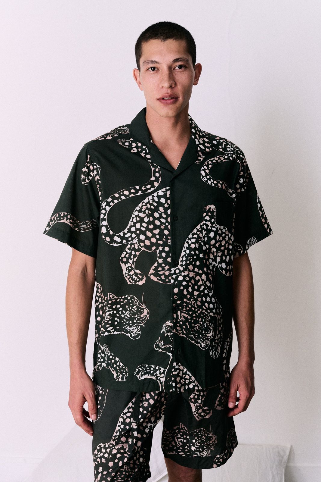 Men’s Cuban Pyjama Shirt The Jag Print Green