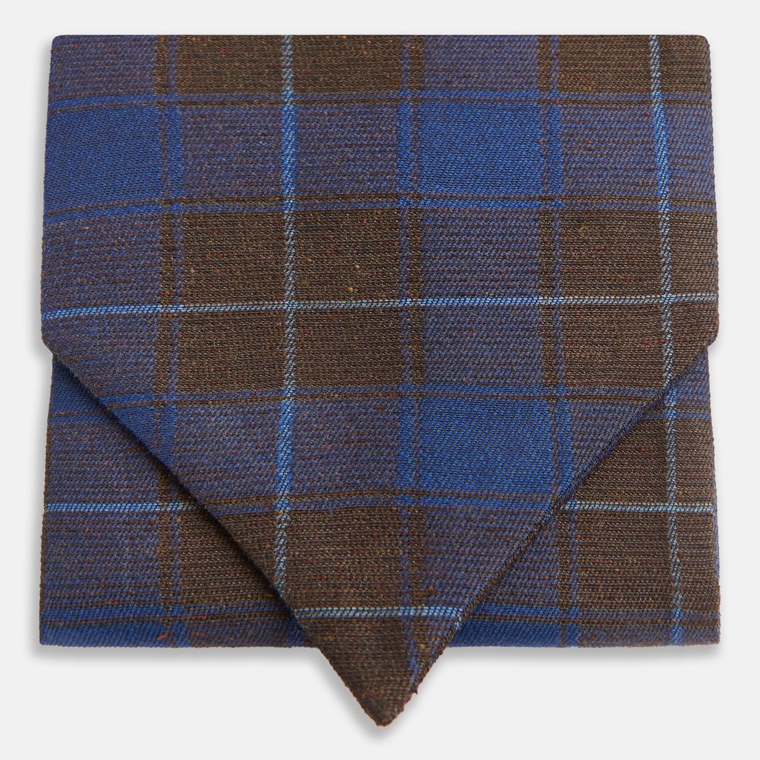 Blue And Brown Tartan Silk Blend Cravat