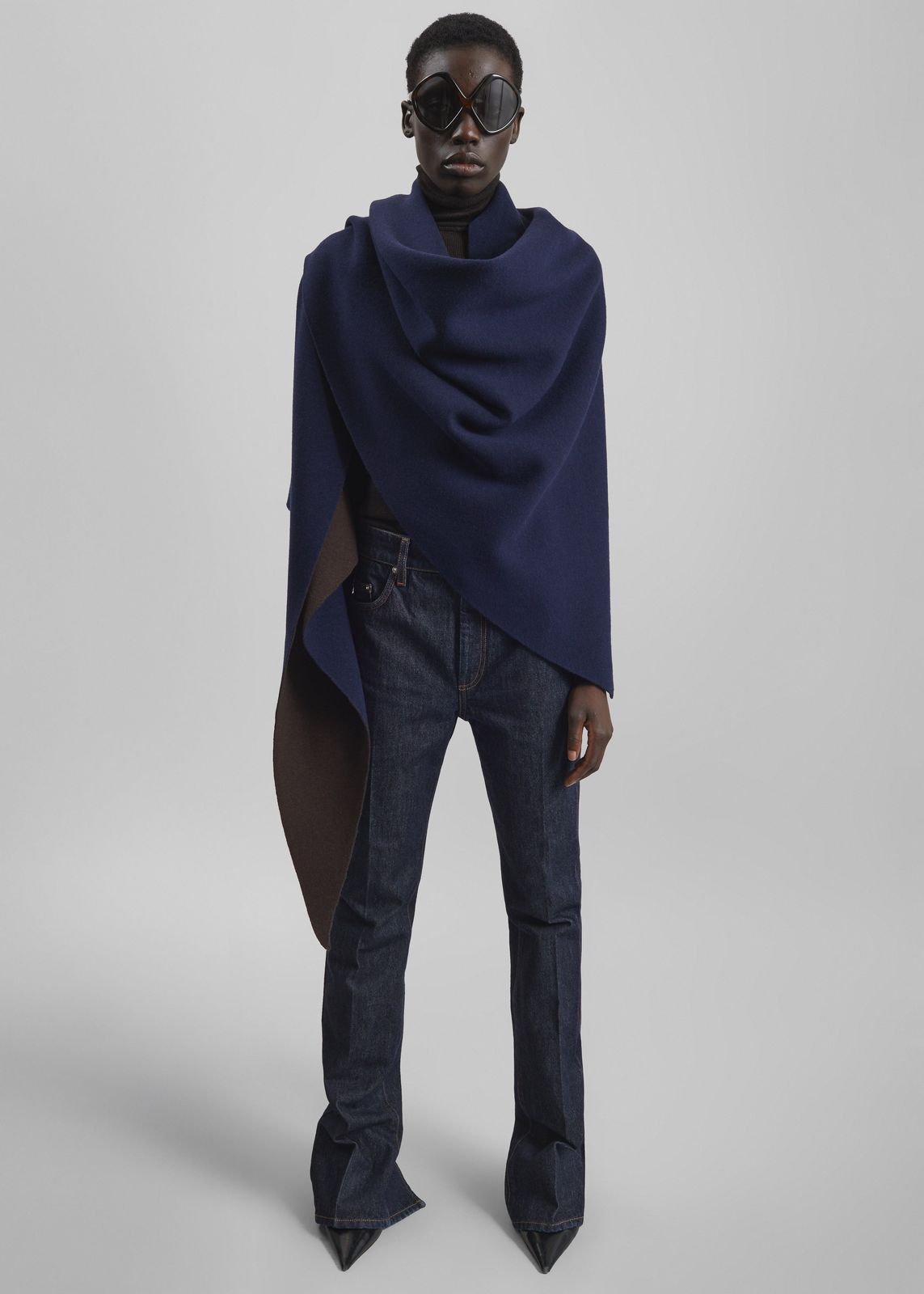 Nella Reversible Shawl - Brown/Navy