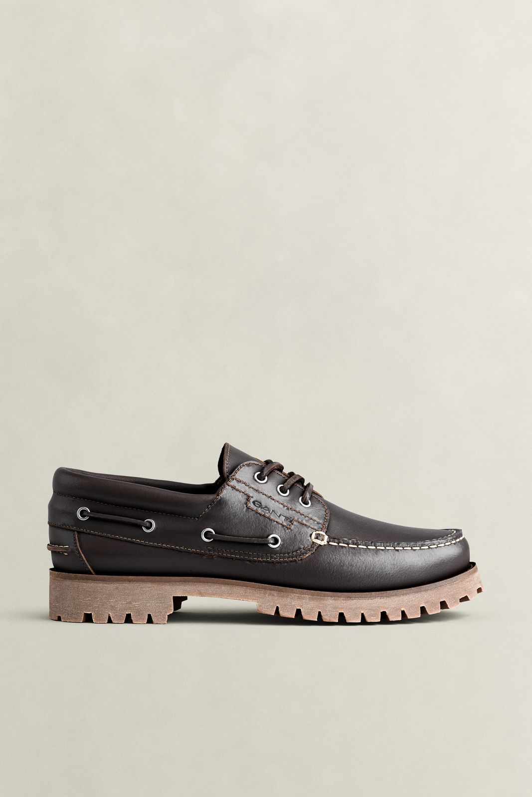 Tratton Leather Boat Shoes - DARK BROWN