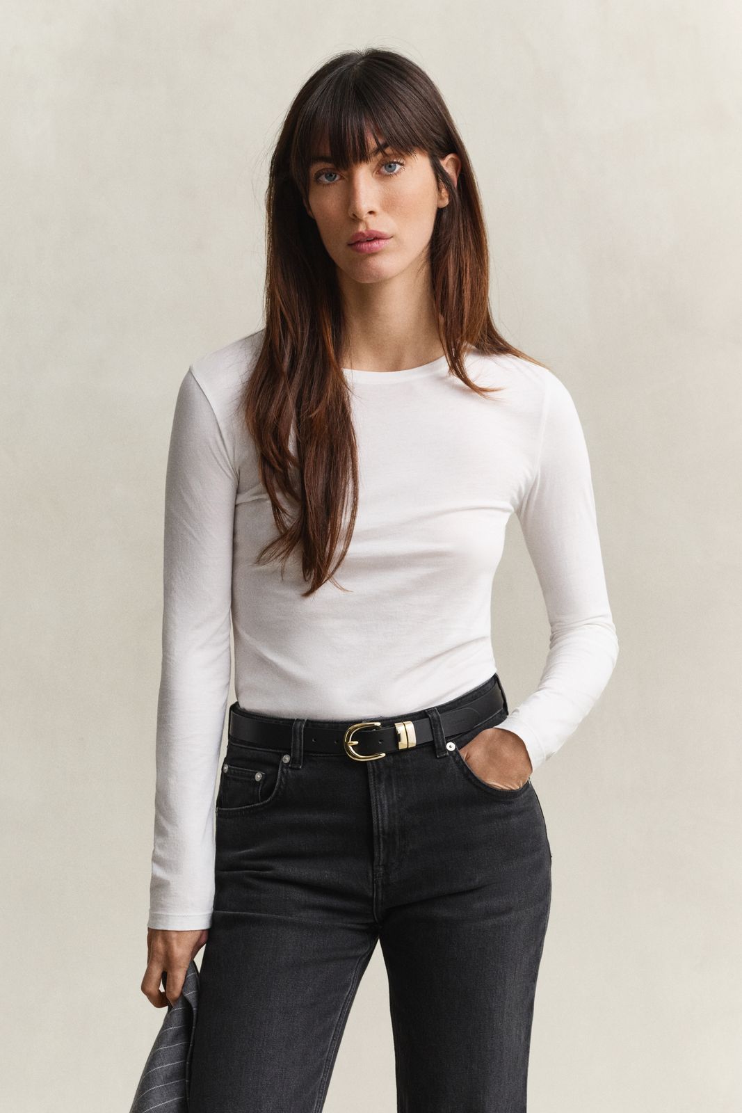 Light Cotton Long Sleeve T-Shirt - BLACK