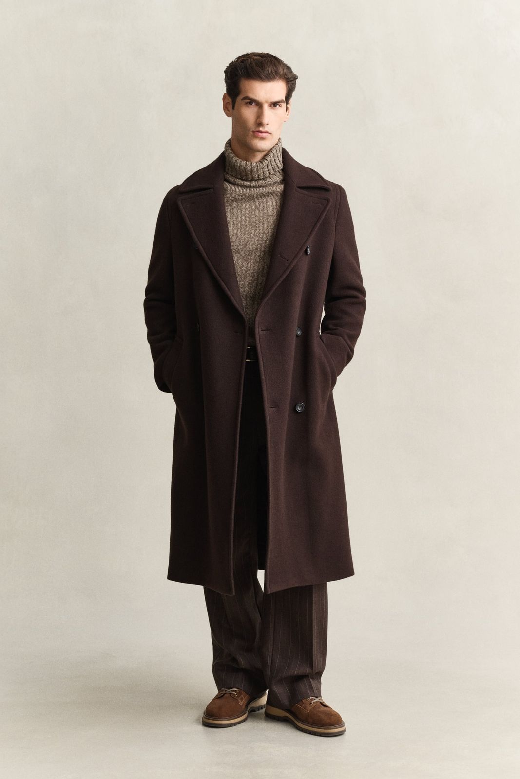 Utility Belted Coat - Black Brown