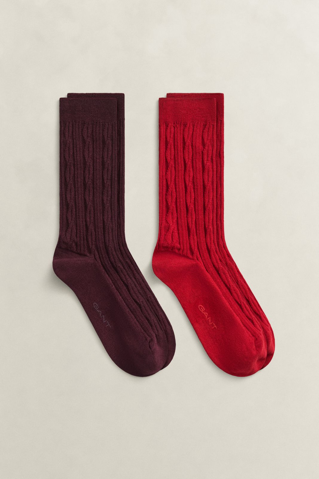 2-Pack Cable Knit Socks Gift Box - DARKENED WINE