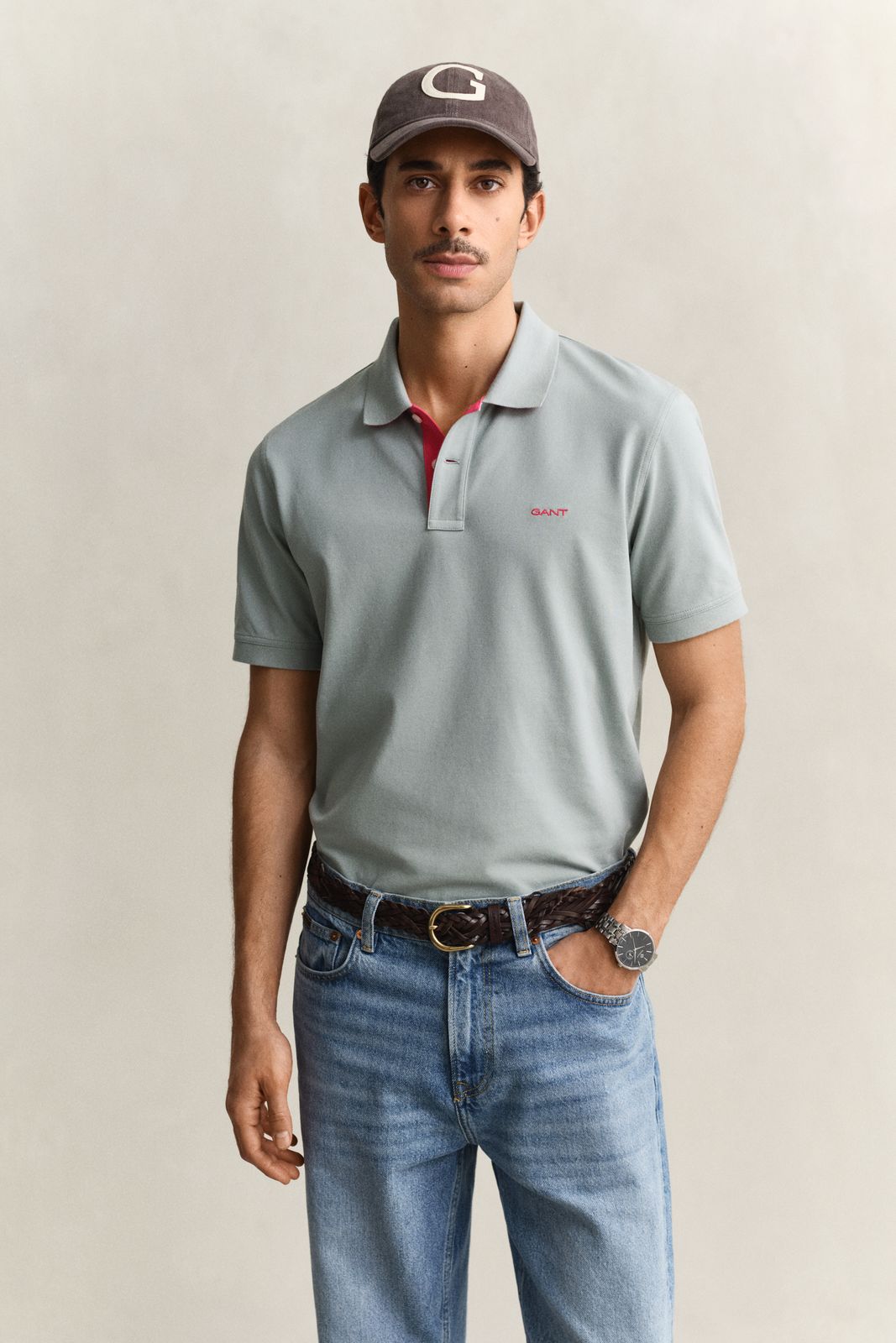 Contrast Piqué Polo Shirt - BLACK