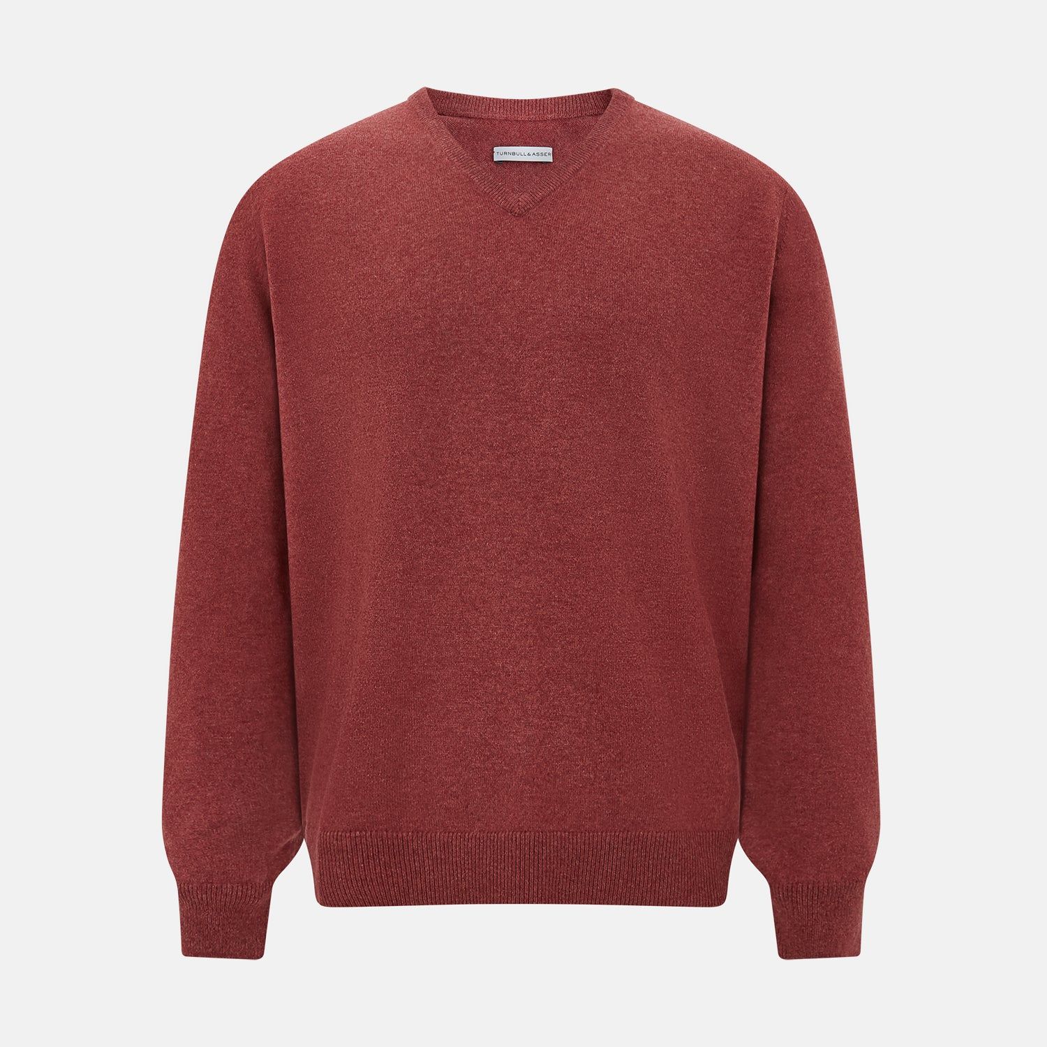 Burgundy Crew V-neck Cashmere Jumper