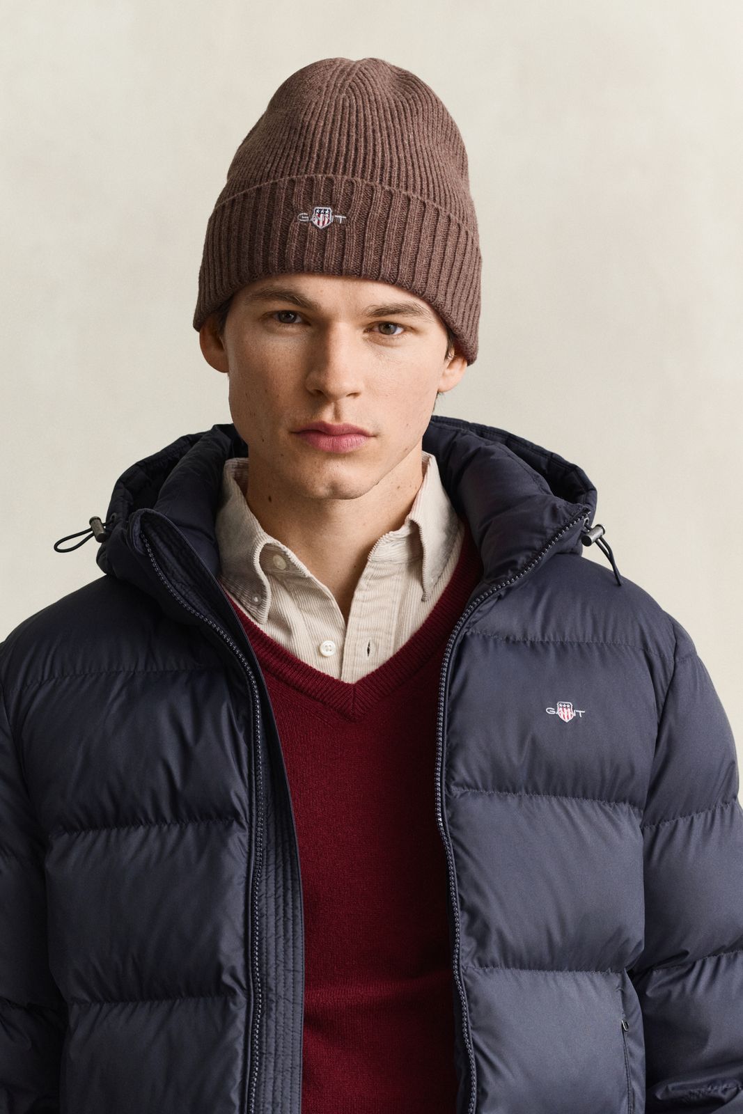 Shield Wool Beanie - GREY MELANGE