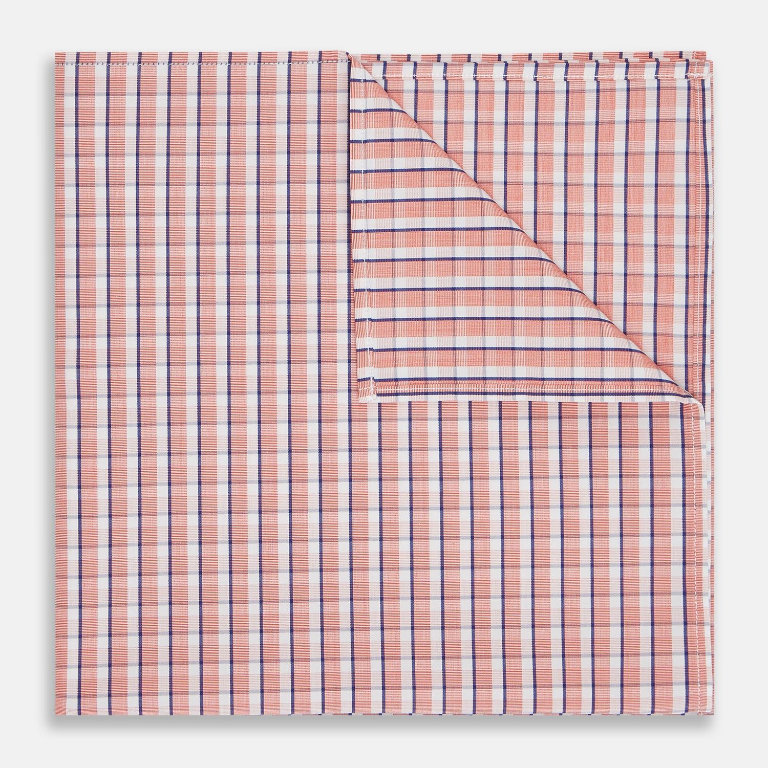 Orange And White Check Cotton Handkerchief