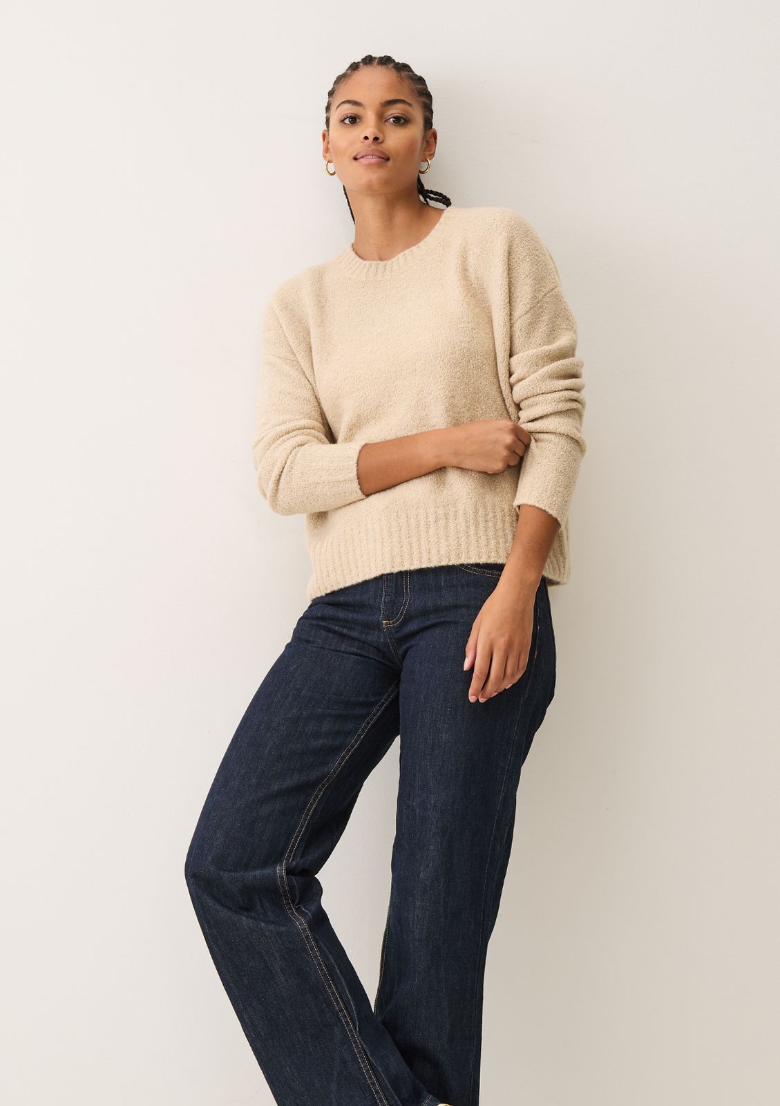 Boucle Sweatshirt In Smoke Beige