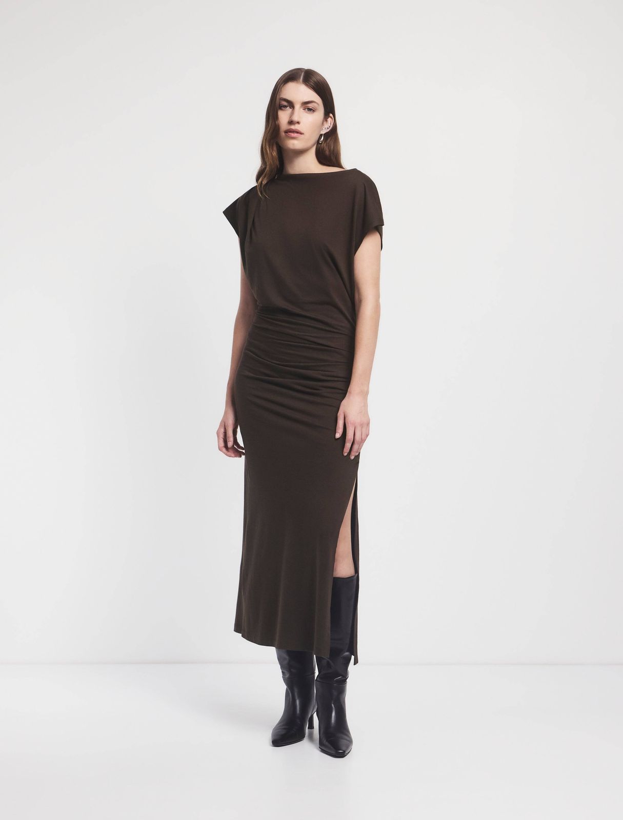 Gabriel Jersey Dress In Turkish Coffee
