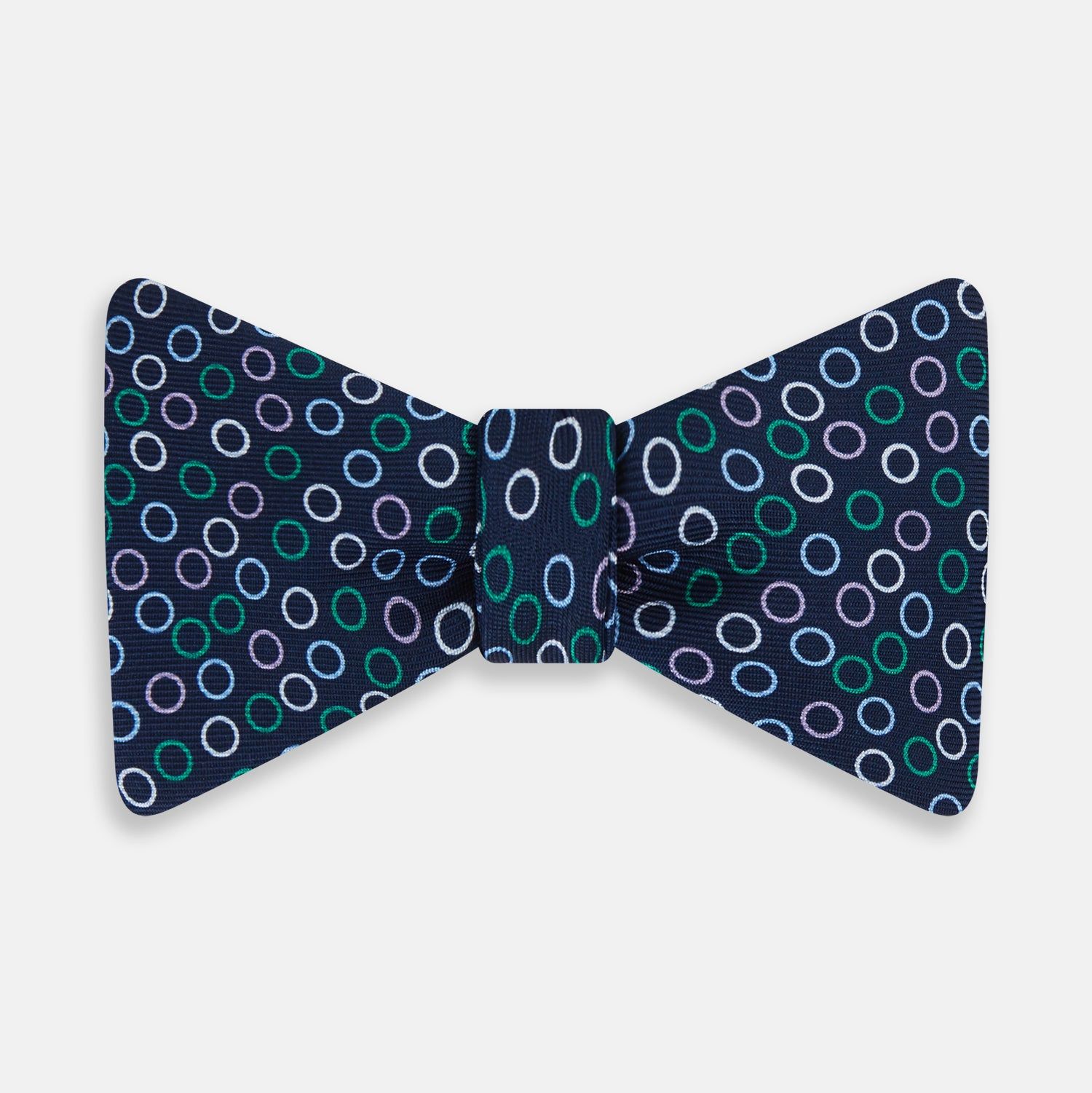 Multicoloured Dark Navy Circle Silk Bow Tie