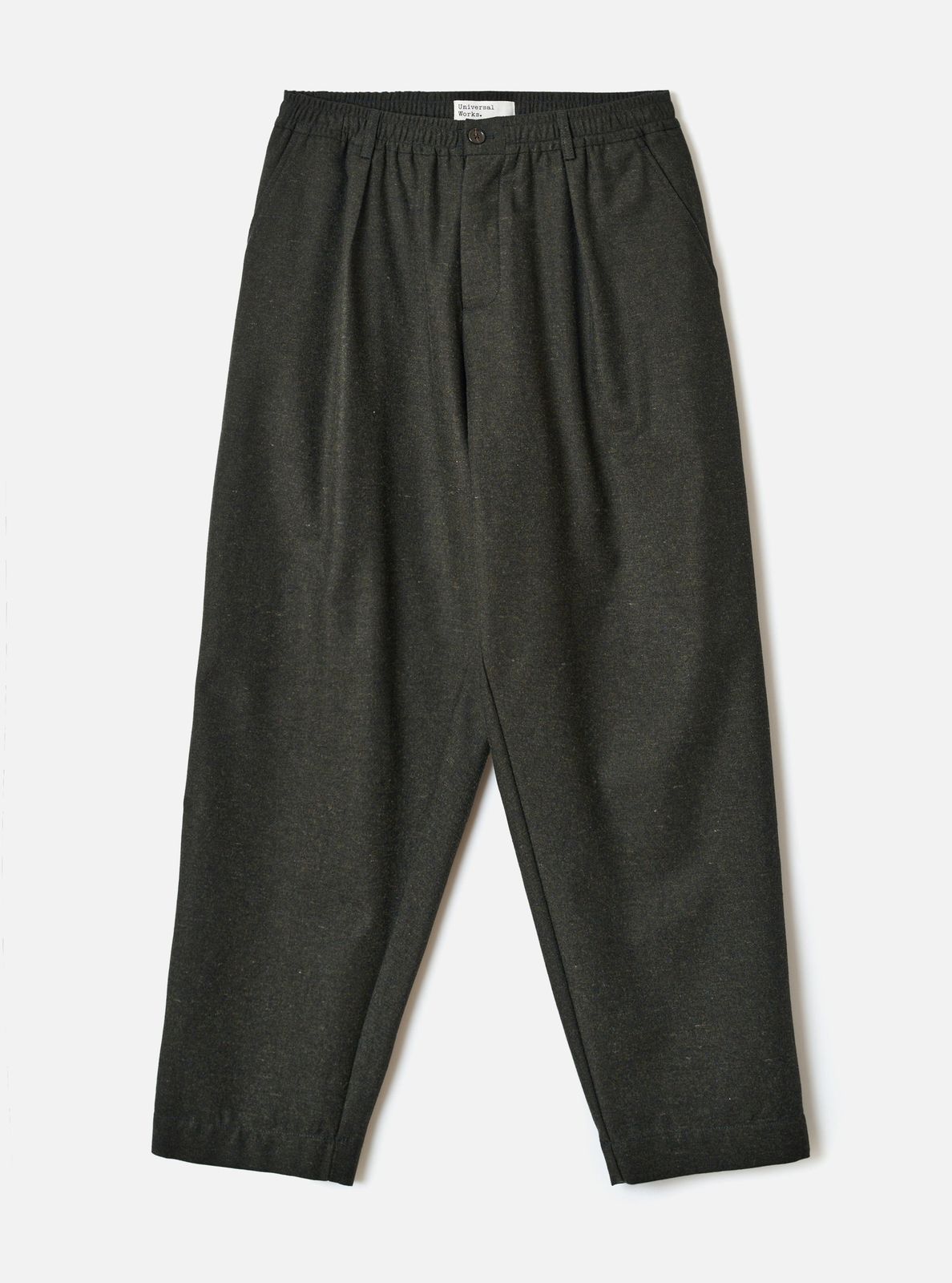 Olive Recycled Italian Tweed Pleated Track Pant
