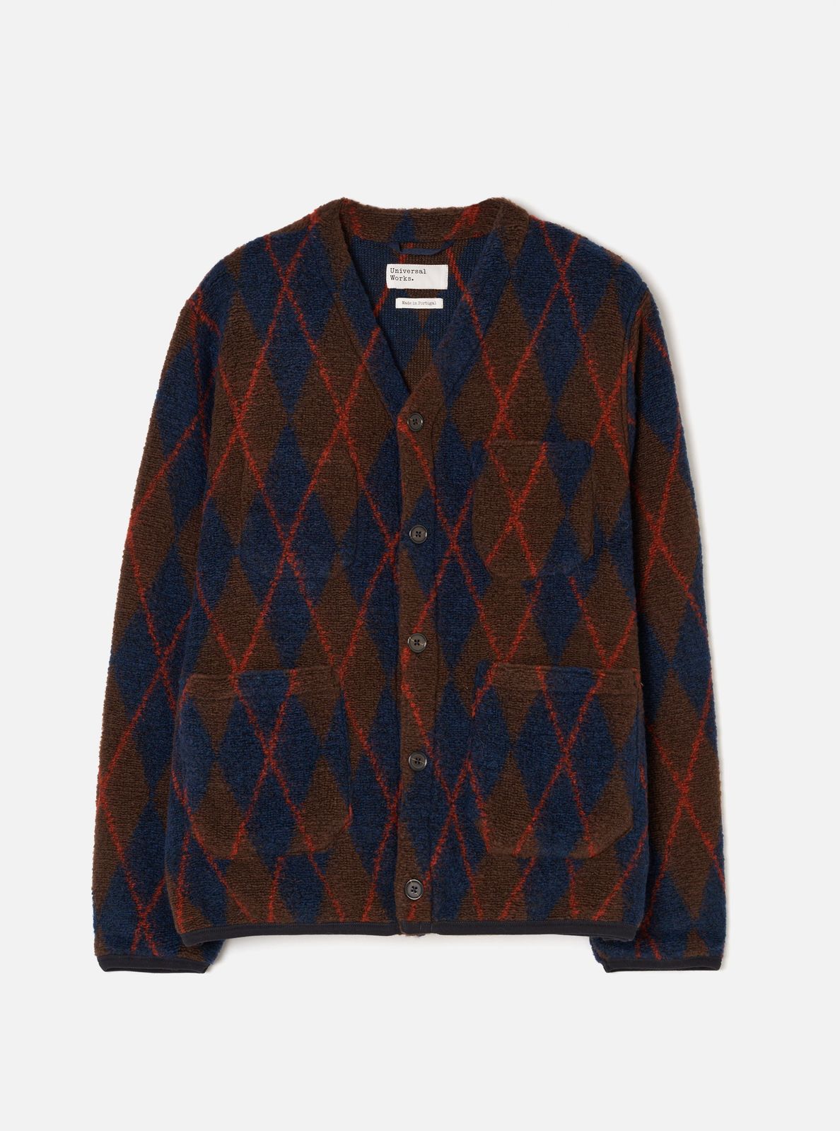 Brown/navy Argyll Fleece Cardigan