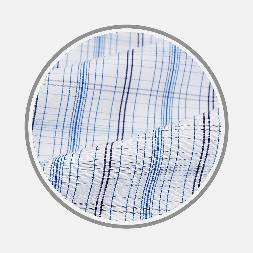 Blue And Navy Multi Check Fabric