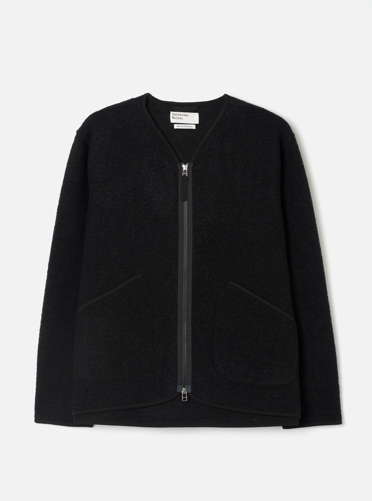 Black Wool Fleece Zip Liner Jacket