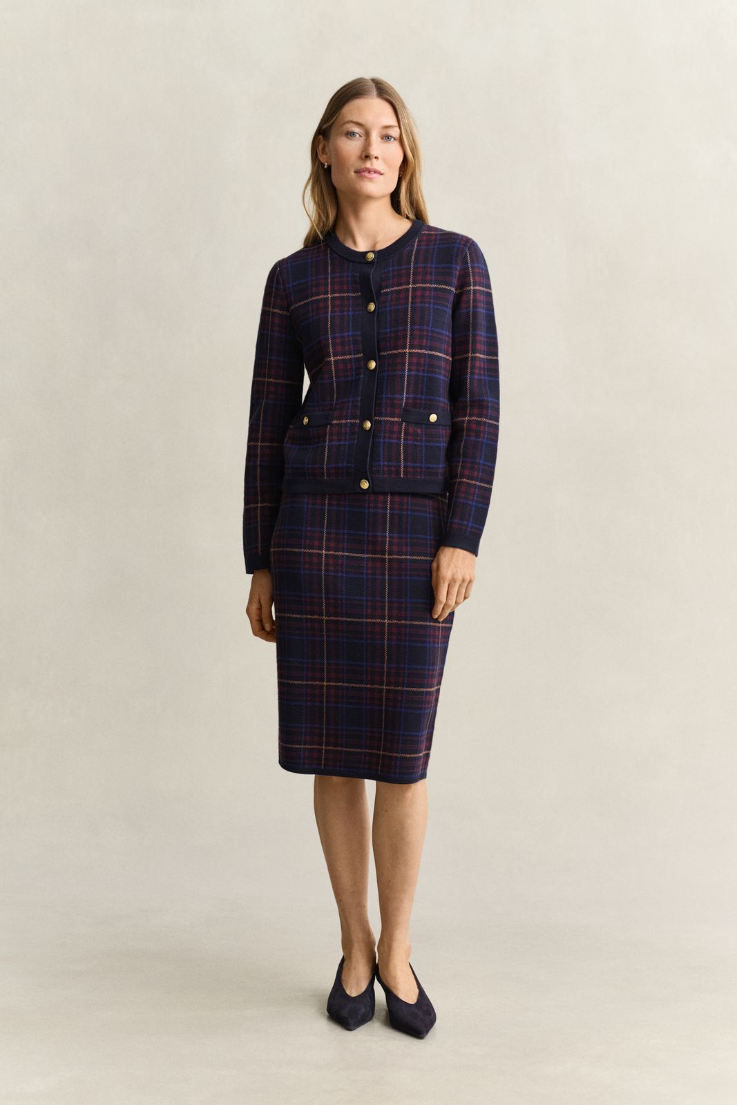 Checked Skirt - EVENING BLUE