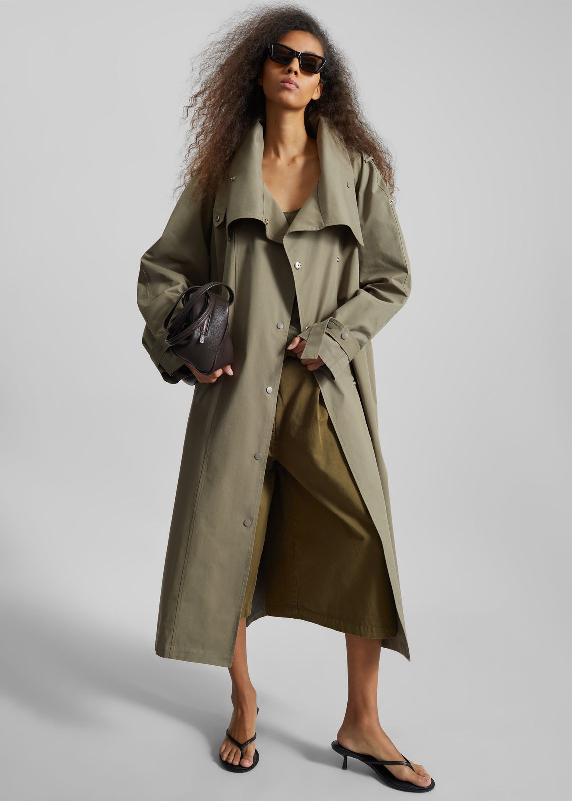 Lottie Wing Collar Trench Coat - Olive