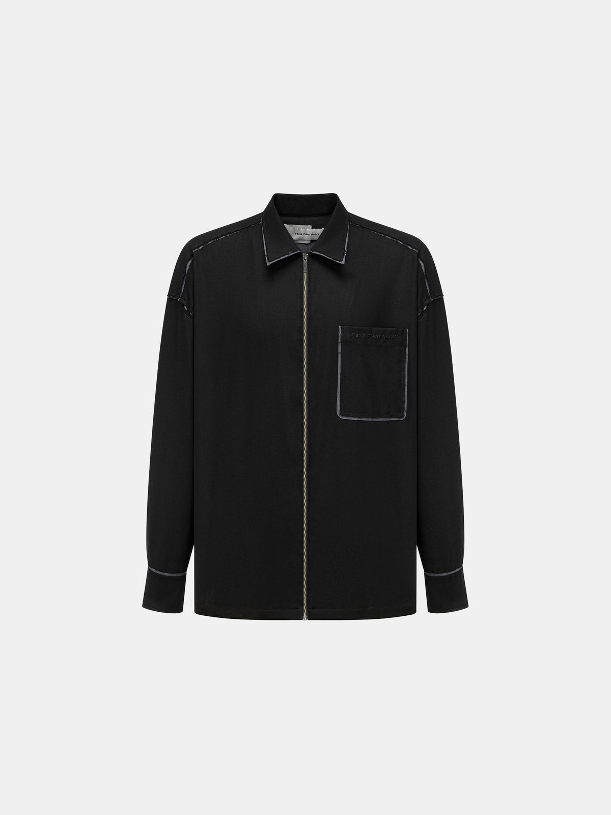 BLACK DECONSTRUCTED COLOR-BLOCK SHIRT JACKET