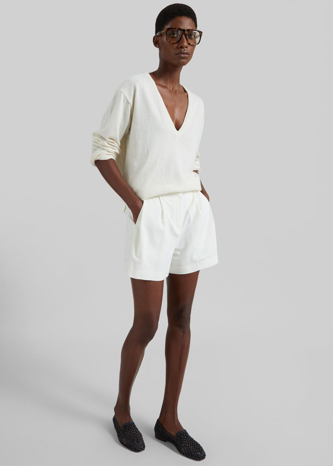 Lisboa Pleated Mini Shorts - Ivory