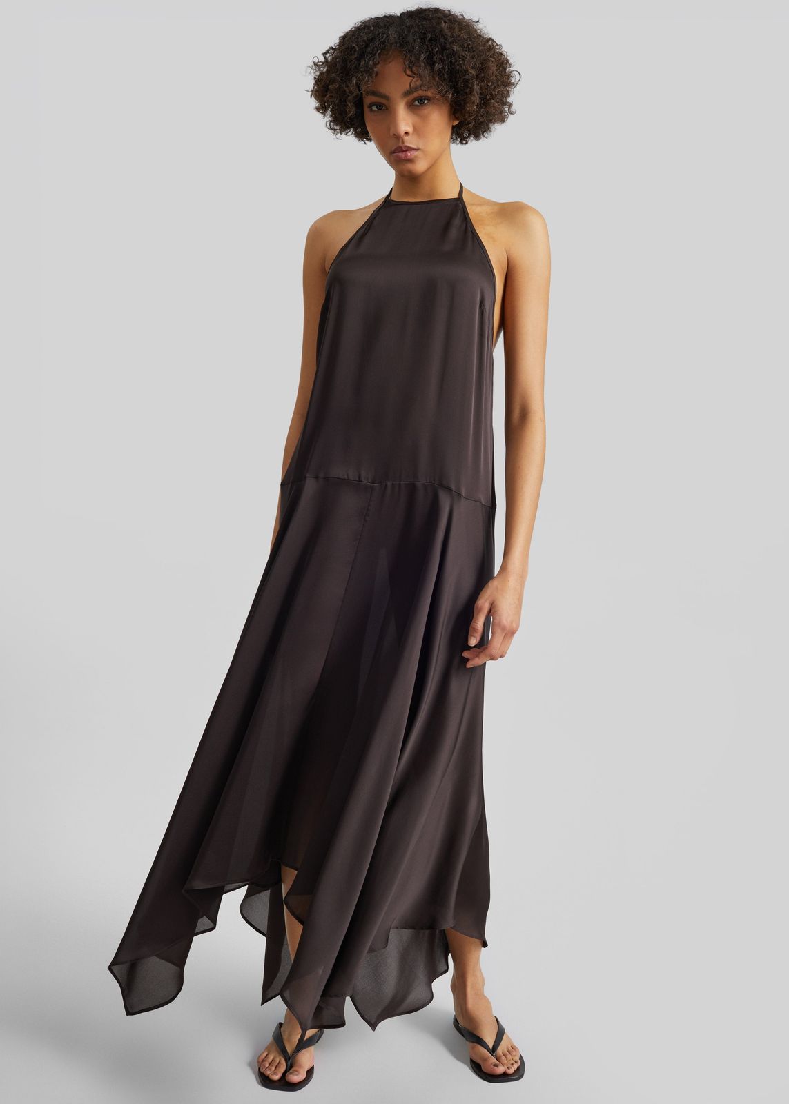 St. Agni Silk Handkerchief Halter Dress - Bark