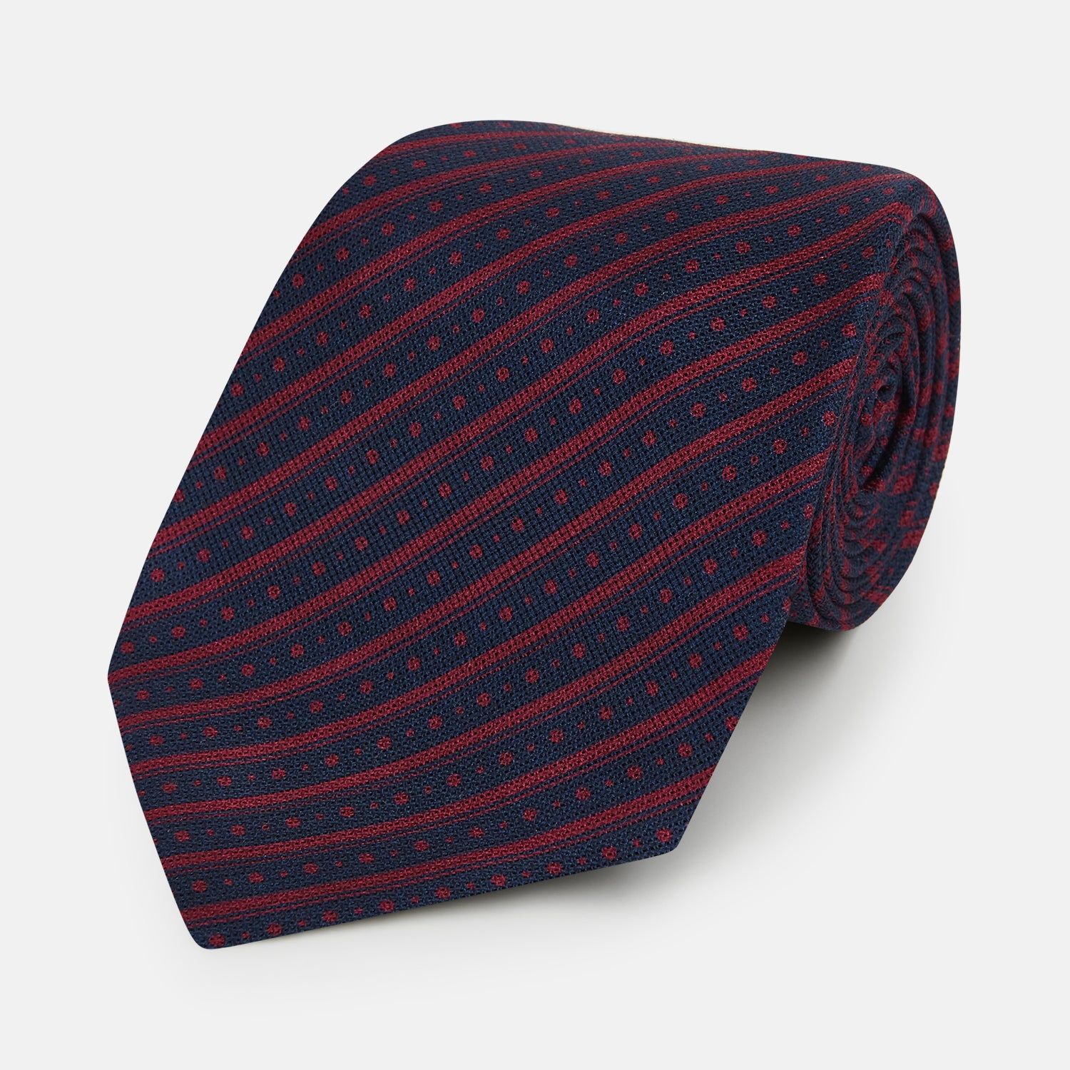 Burgundy Beaded Ticking Stripe Printed Silk Tie