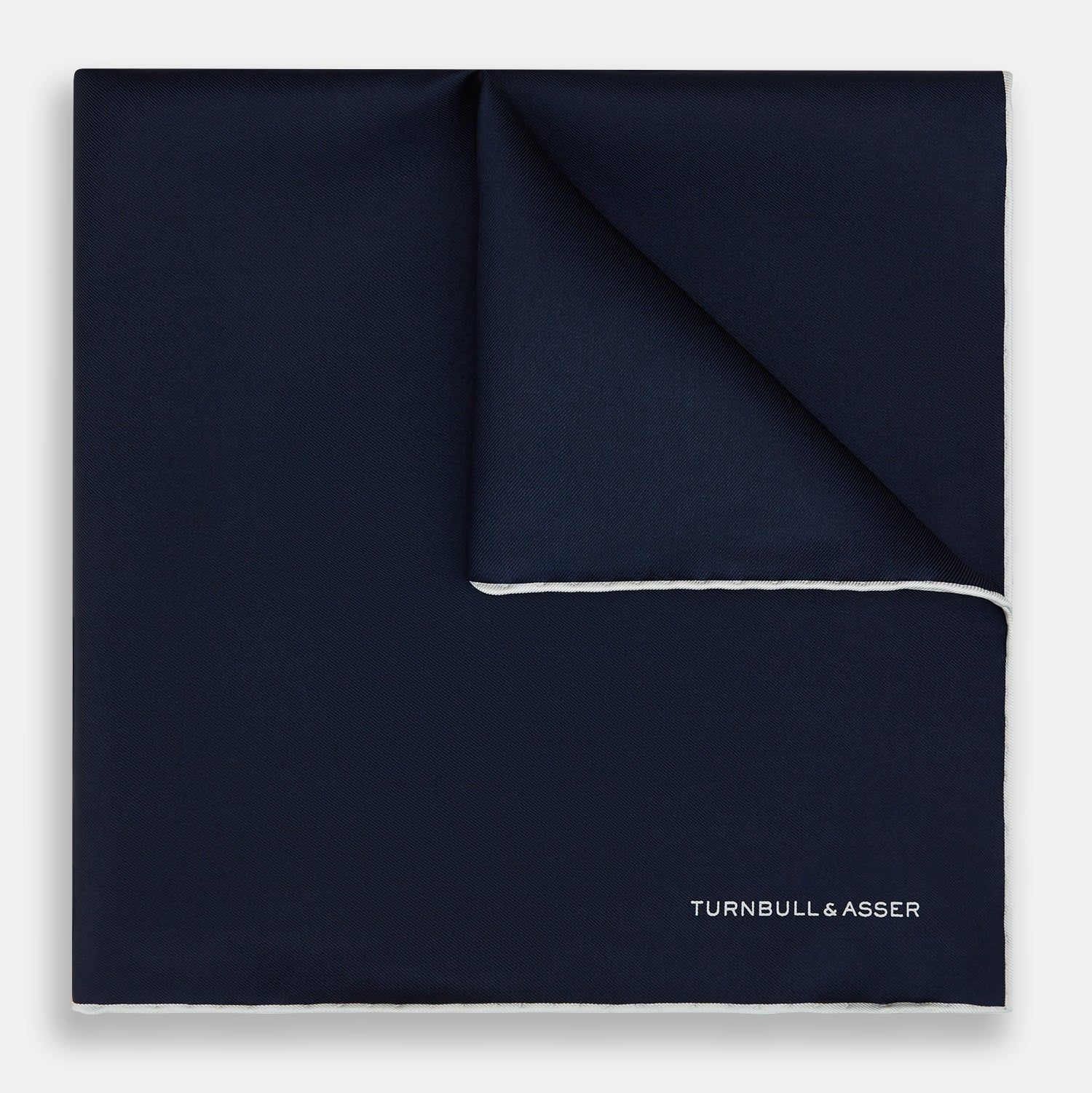 Midnight Blue Piped Silk Pocket Square
