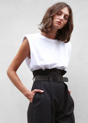 Eva Padded Shoulder Muscle T-Shirt - White