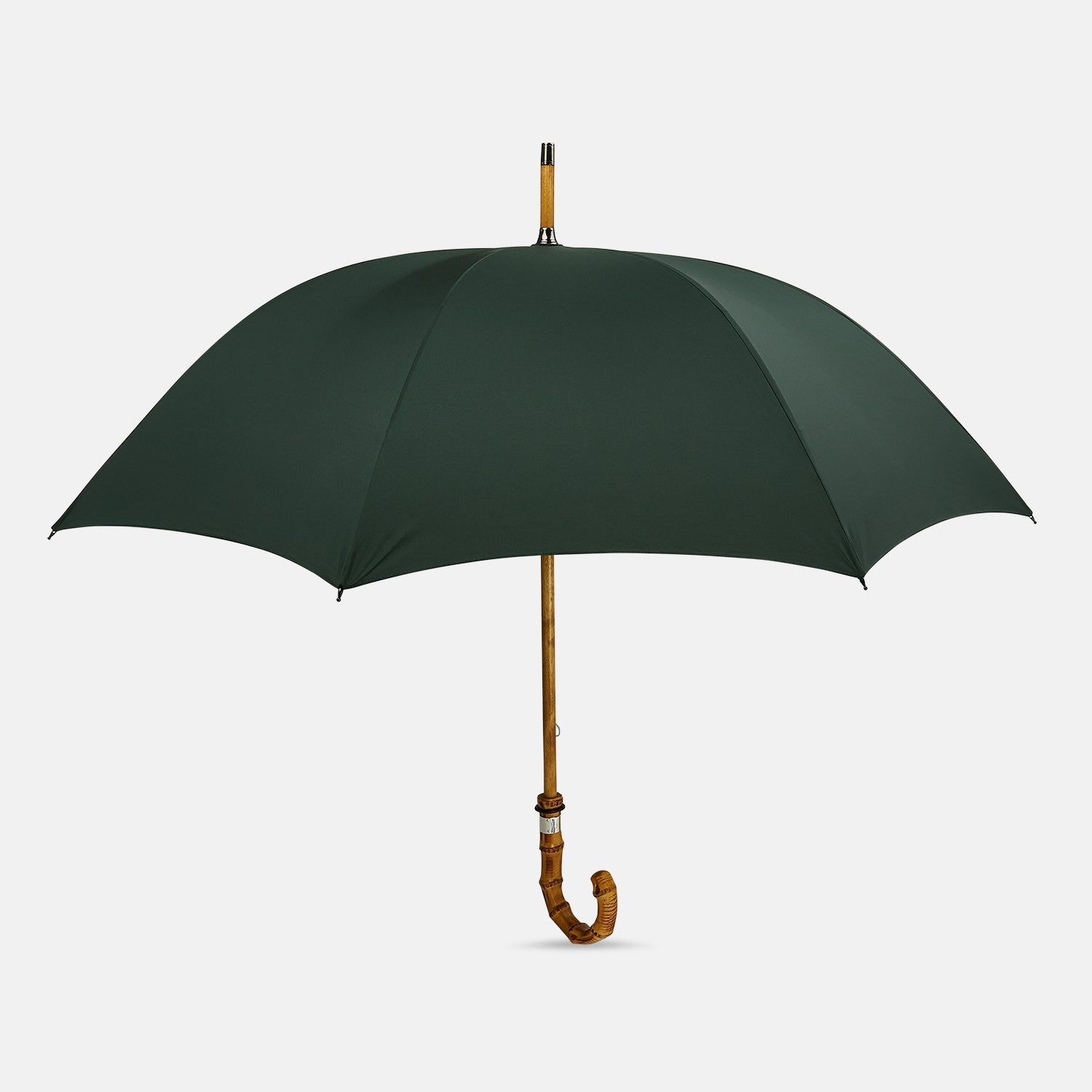 Forest Green Umbrella With Whangee Crook Handle