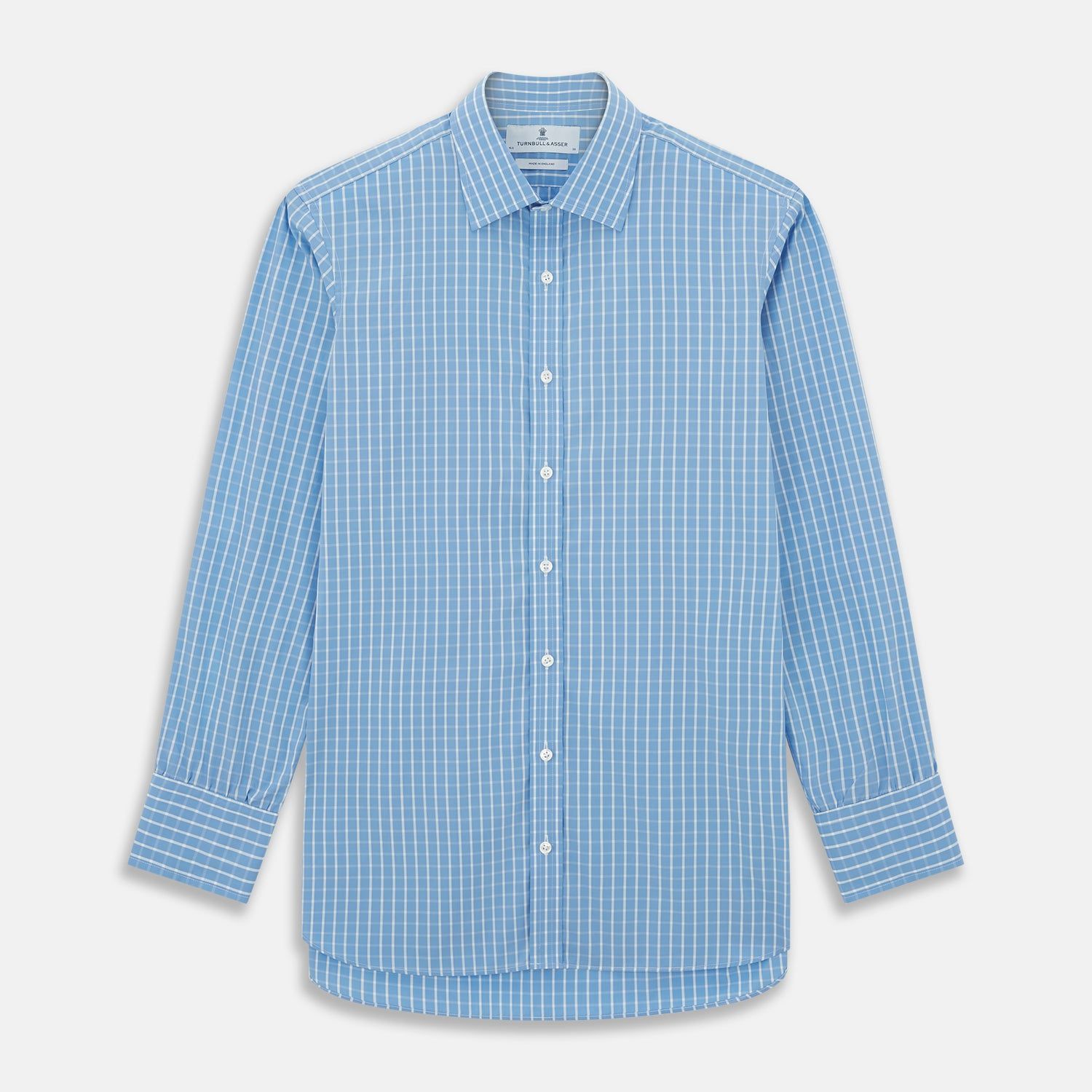 Blue & White Check Cotton Regular Fit Shirt