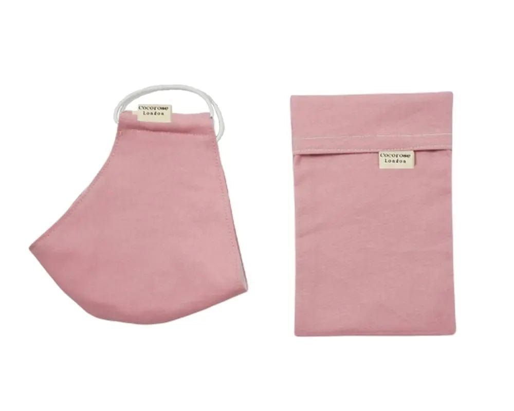Cotton Face Mask with Filter Pocket and Matching Pouch - Plain Pink