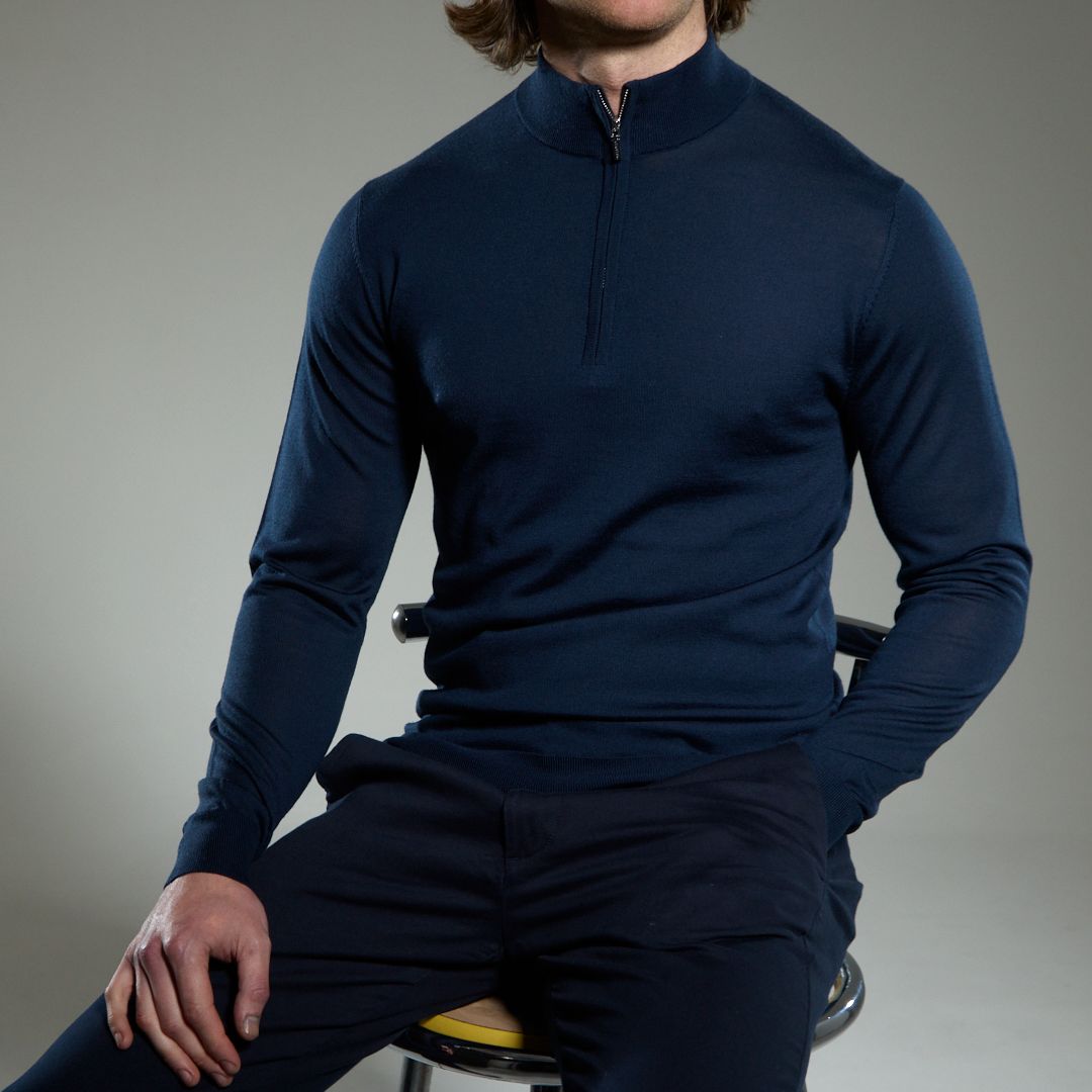 Slim Fit 'amalfi' 1/4 Zip Pullover In Navy