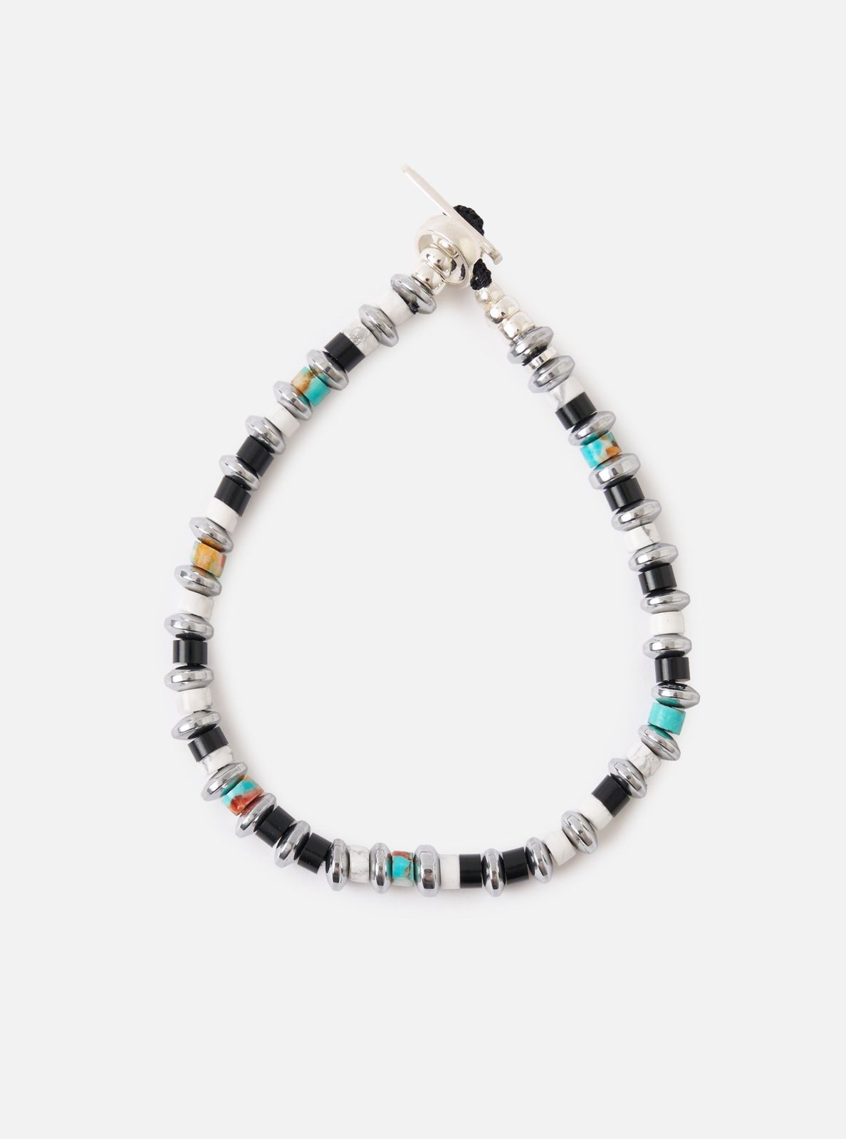 Mikia Jet/turquoise Hematite Roundel Bracelet