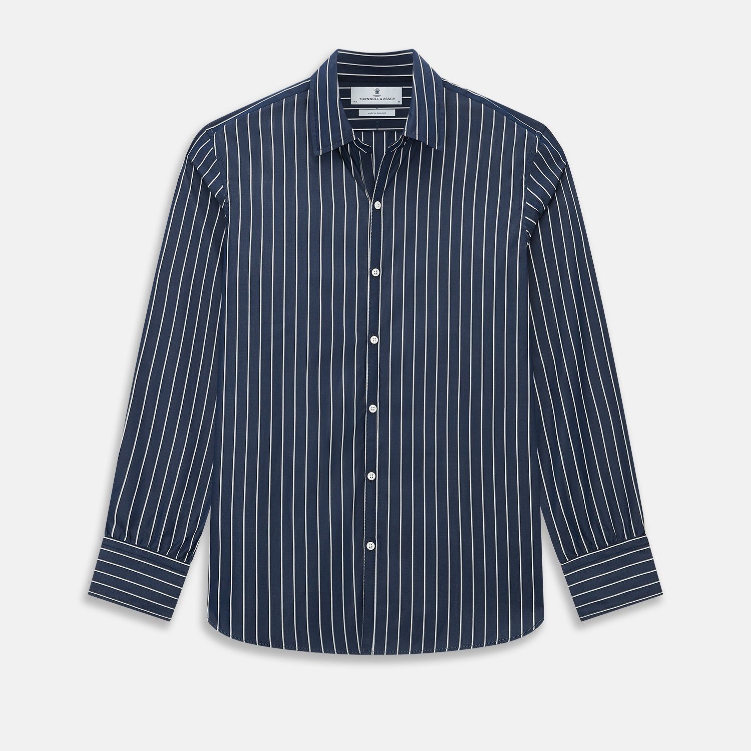 Windsor Double Striped White On Navy Regular Fit Shirt In Cotton