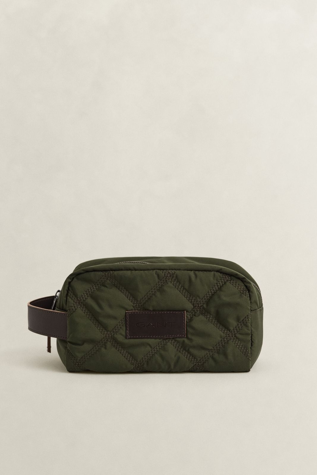 Quilted Toiletry Bag - DARK MOSS GREEN
